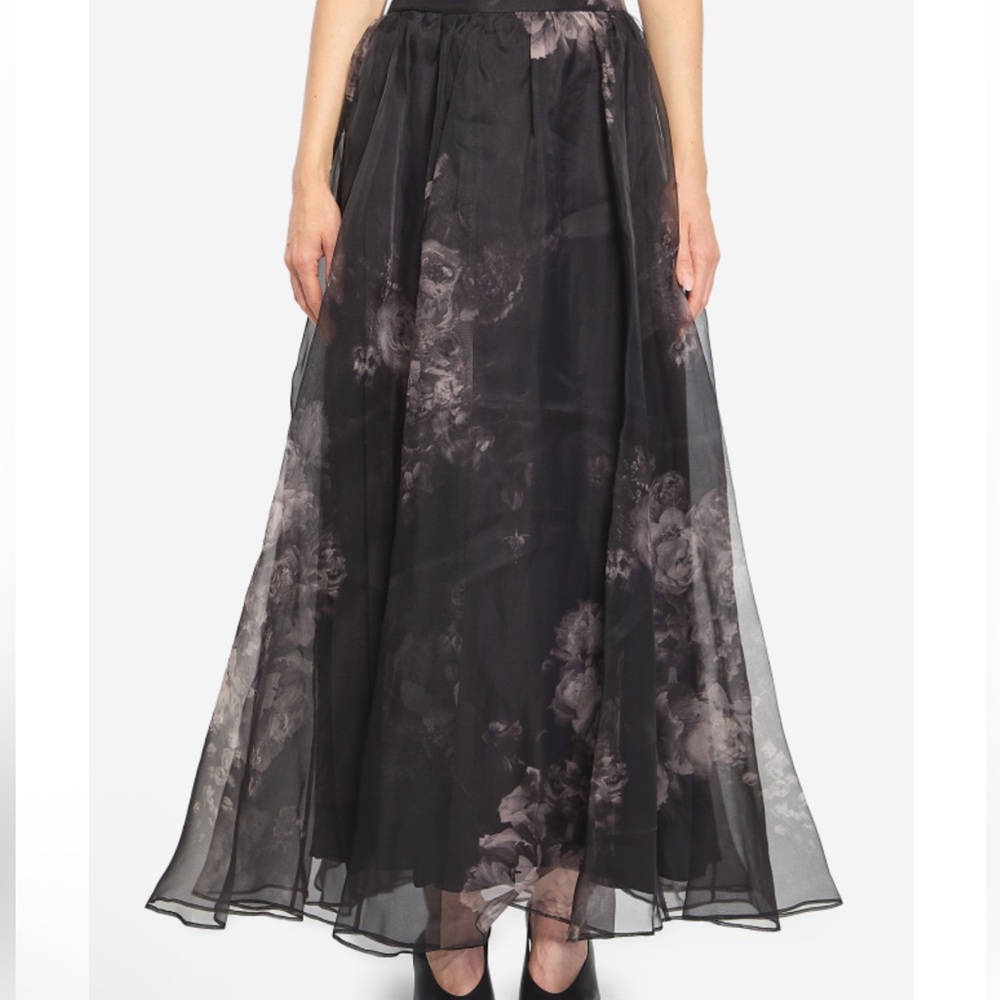 Zimmermann Black and Gray Floral Maxi Skirt